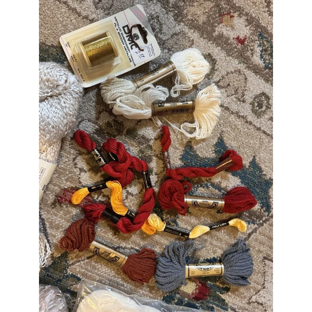 HKS DMC Broder Medicis “BLANC” Virgin Wool Thread VTG 570m plus Other Yarn LOT